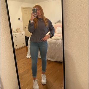 Cinched grey textured top